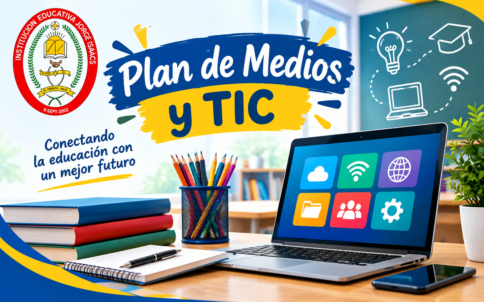 Estudiantes trabajando en la sala de sistemas